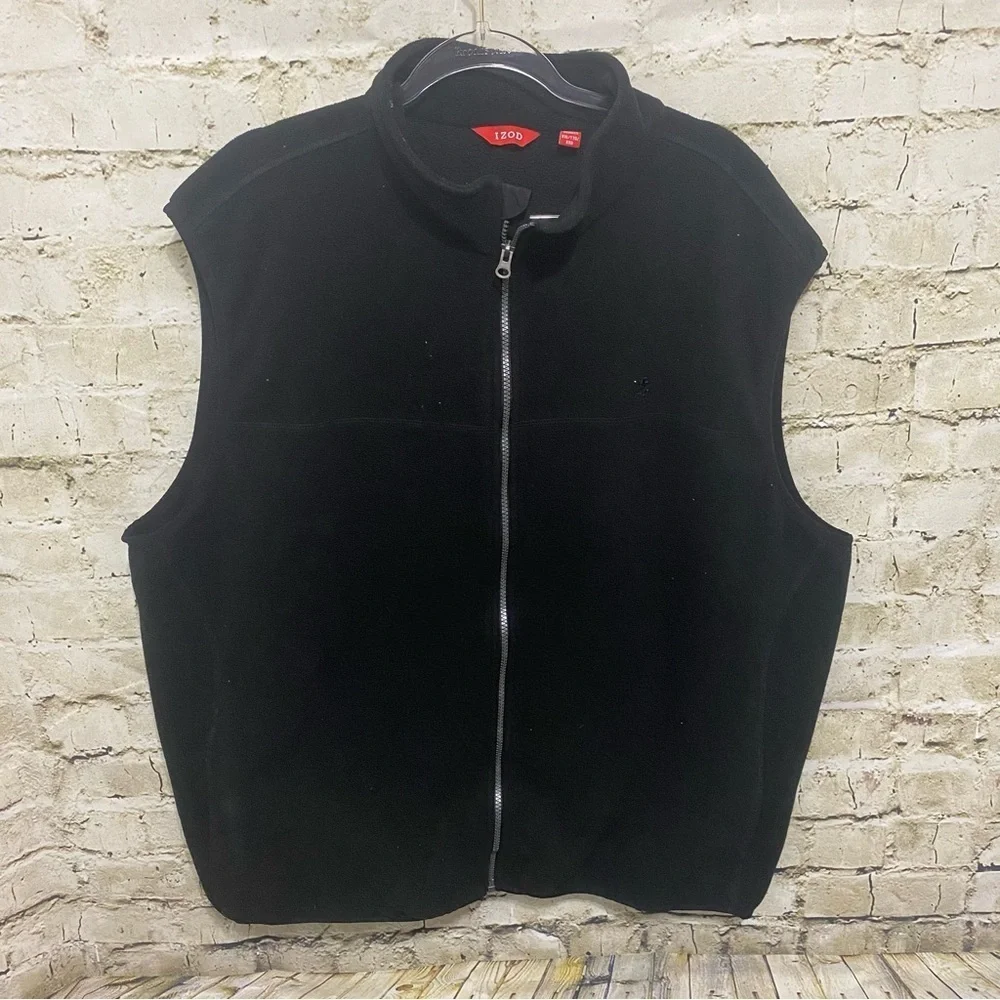 Izod Black Fleece Zip Up Vest
